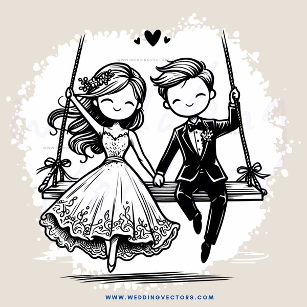 a couple in love swinging together on a swing