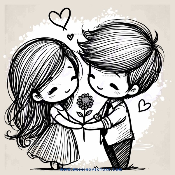 a couple holding hands and flowers