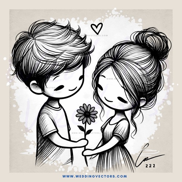 love and flowers illustration by v