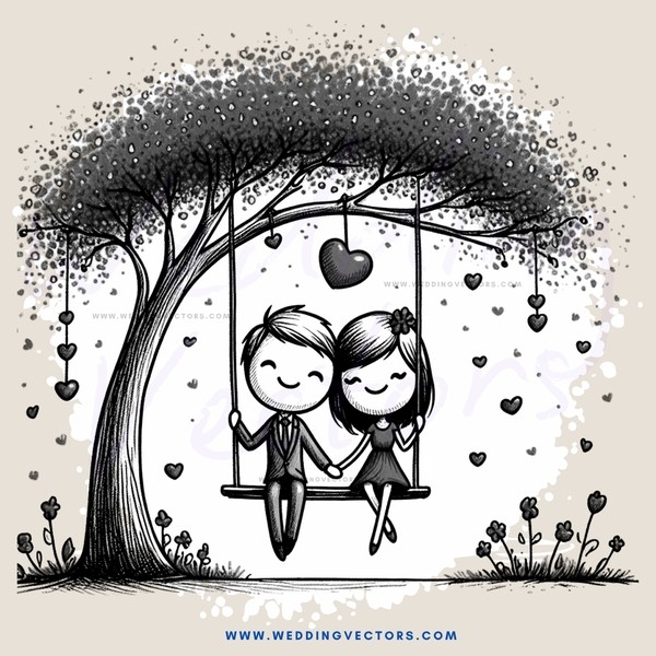 a couple in love on a swing