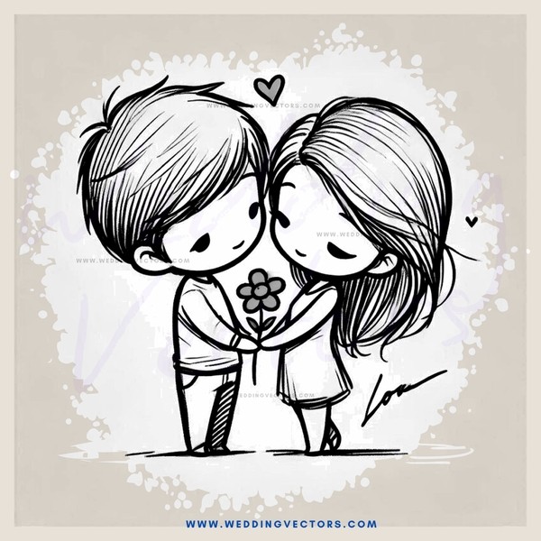 boy and girl holding flower