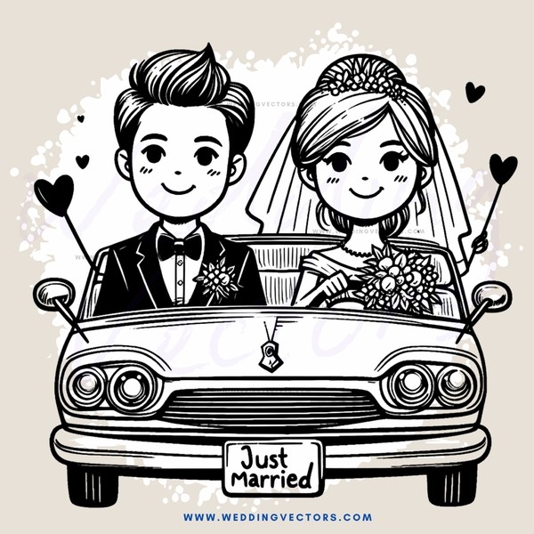 just married caricature