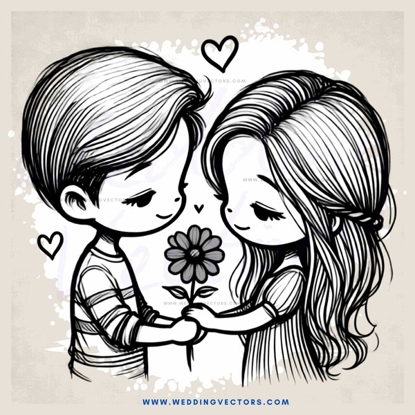 love icon with flowers and hearts