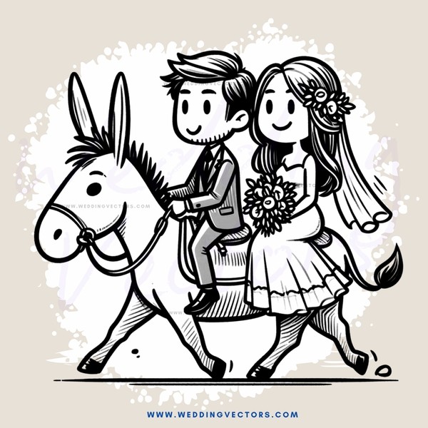 the newlyweds on horseback