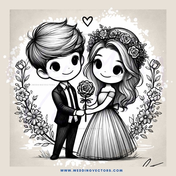 a couple holding flowers and smiling