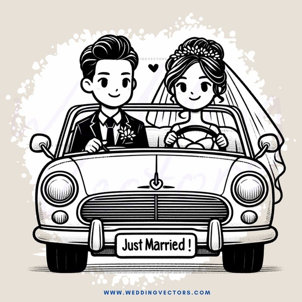 just married cartoon caricature