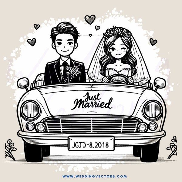 just married caricature