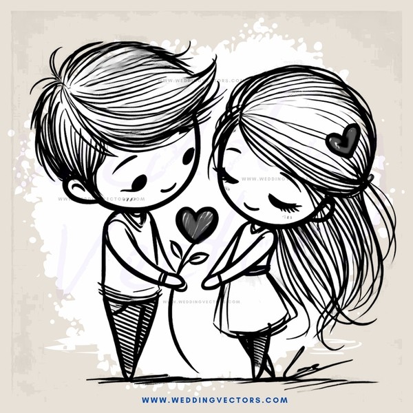 boy and girl holding hands with heart shaped hearts