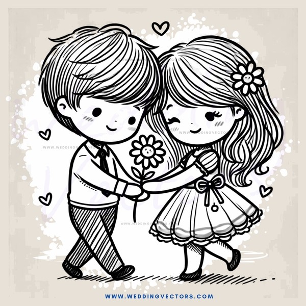 a couple holding hands and flowers