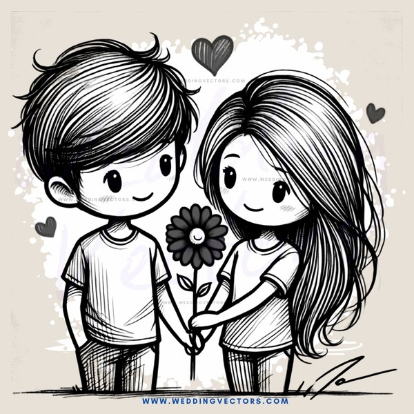 lovers holding a flower
