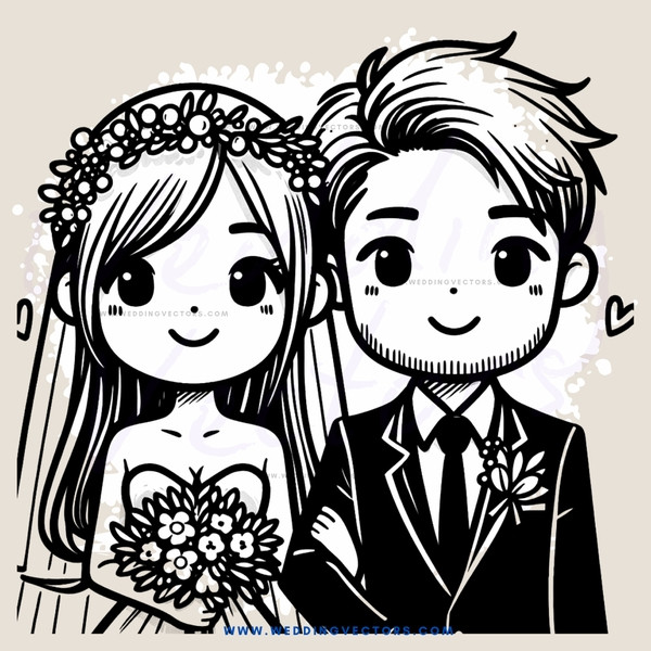 bride and groom holding flowers