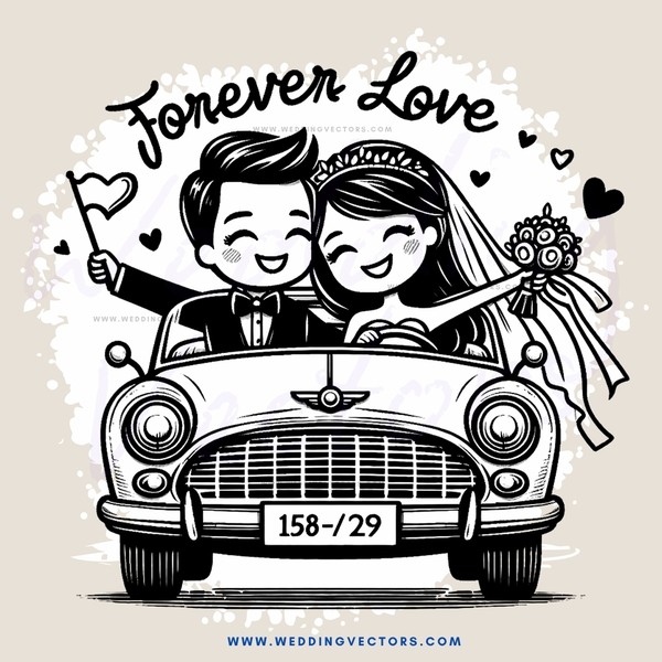 forever love wedding cartoon gift certificate card