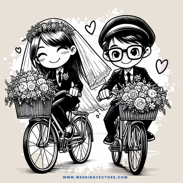 the bride and groom ride through their honeymoon