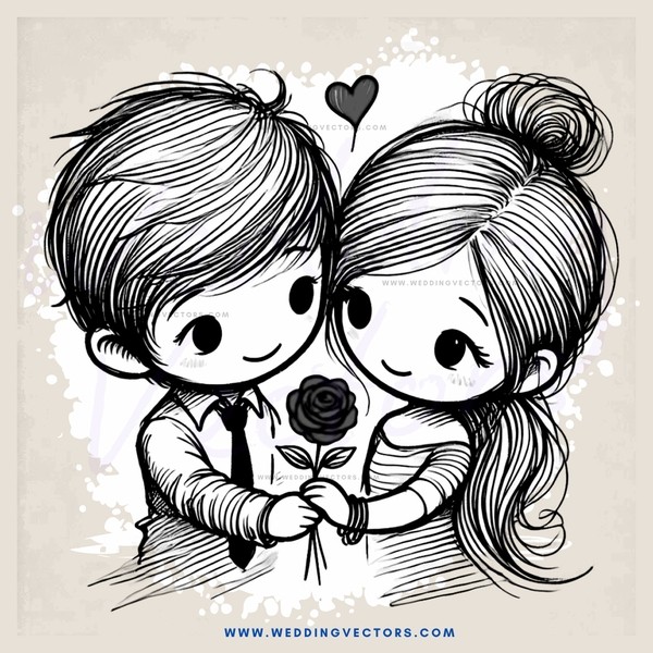 love drawn in black and white