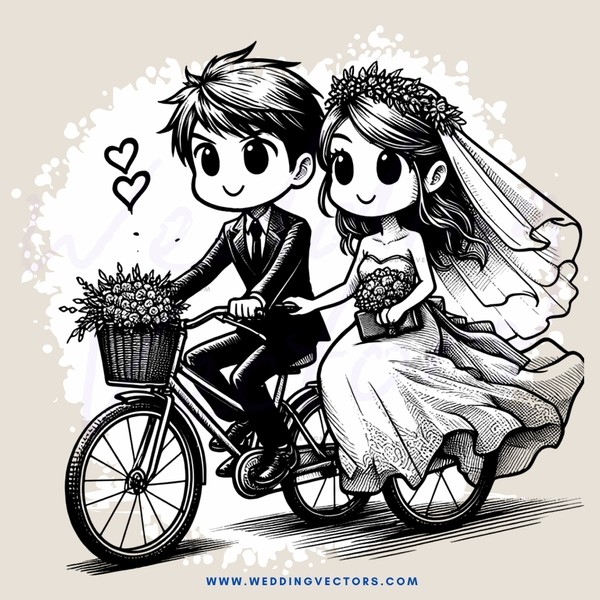 bride and groom on bike