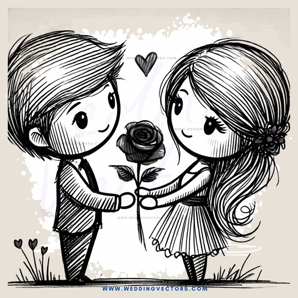 a couple holding hands and smiling with roses behind them