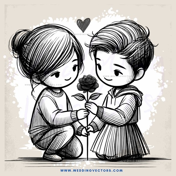 two kids holding hands with rose