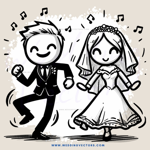 a bride and groom dancing together