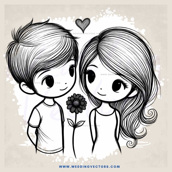 two people standing with flowers in hand