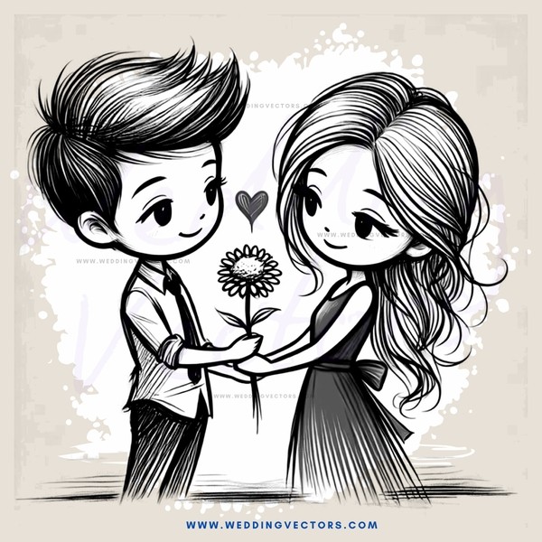 two people holding hands and flowers
