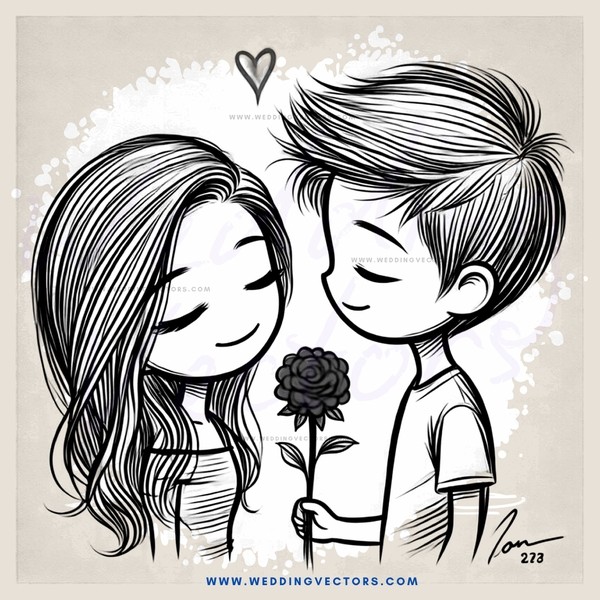 boy and girl with rose