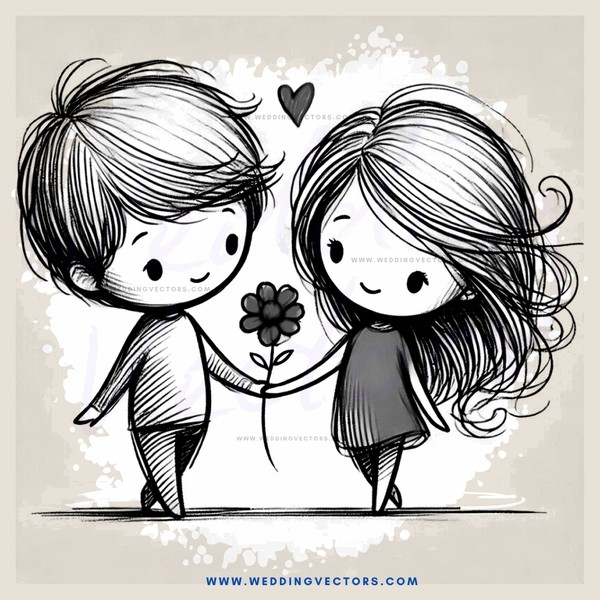 boy and girl holding flower
