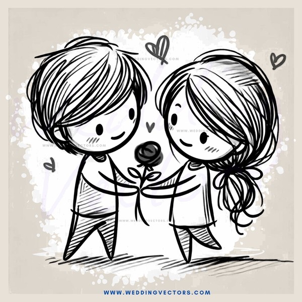 cartoon kissing two boys picture with roses and love hearts