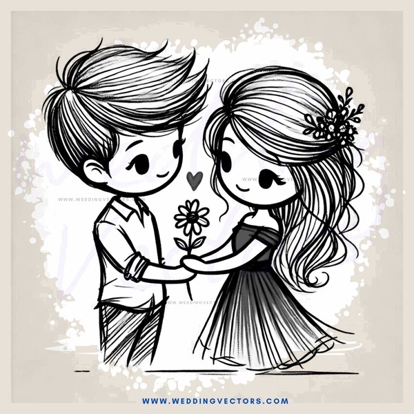 boy and girl holding flower