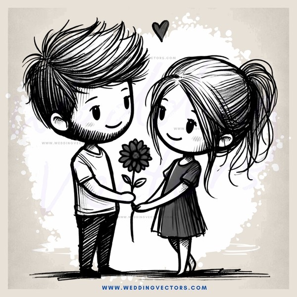 a couple holding hands and flowers