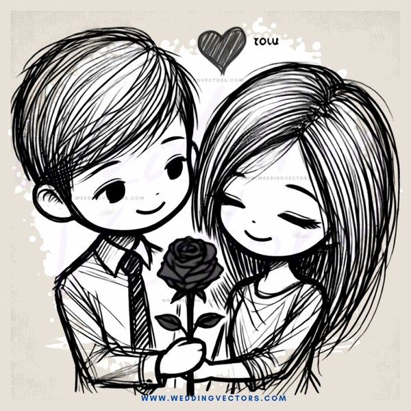 boy and girl sharing flower bouquet