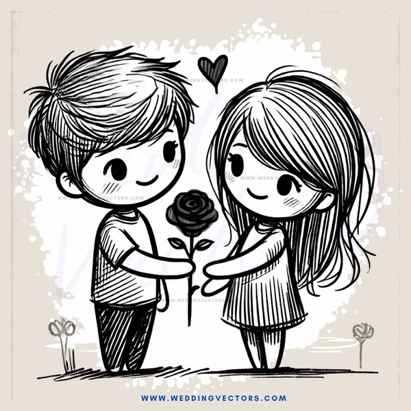 boy and girl holding rose leaf together
