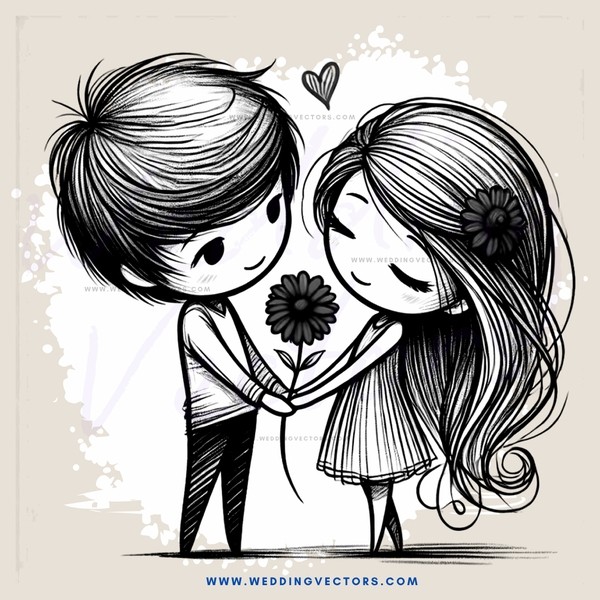 boy and girl holding flower
