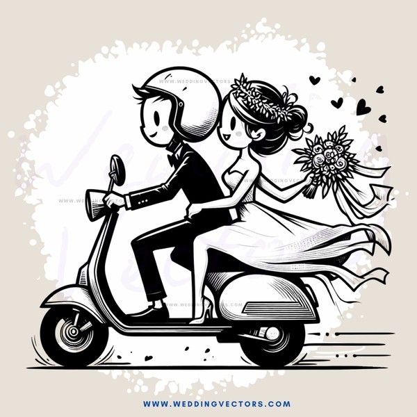 a couple riding on a scooter