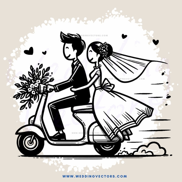 a couple riding on a moped