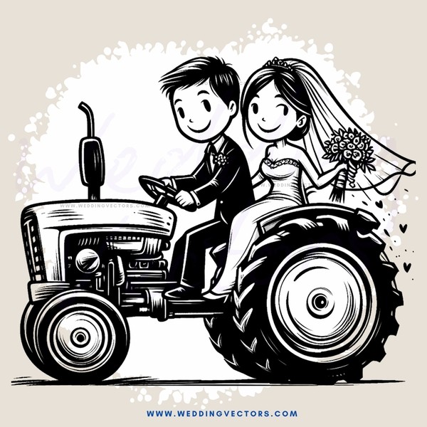 a wedding on a tractor