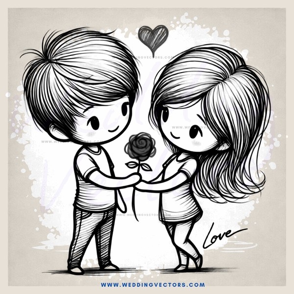 love drawn in black and white