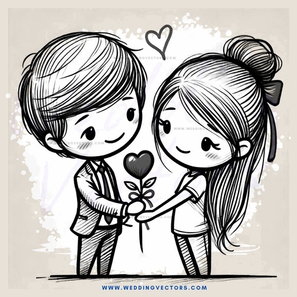 love and friendship drawing in black and white