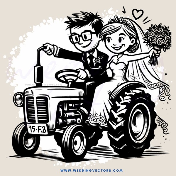 a man and woman ride in a tractor
