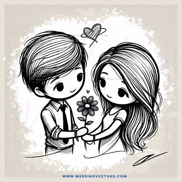 a boy and girl hold flowers together