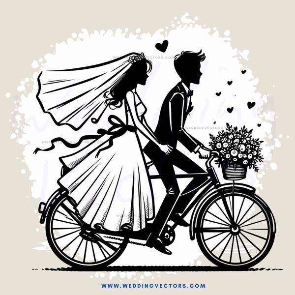 wedding couple on bike