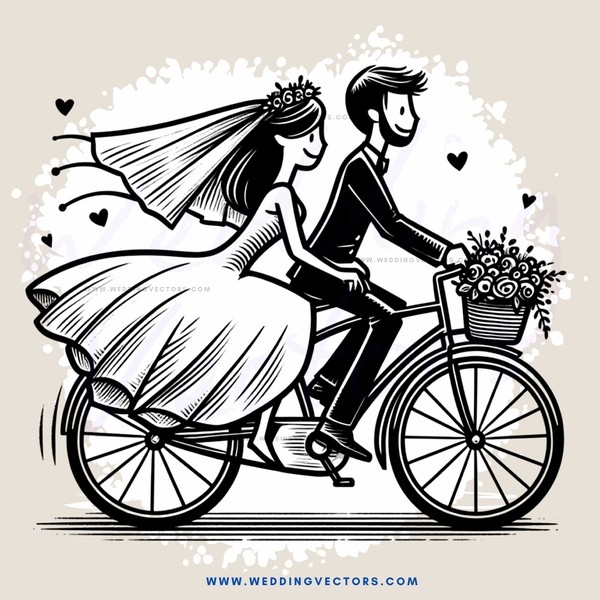 newlyweds on their honeymoon - riding bikes