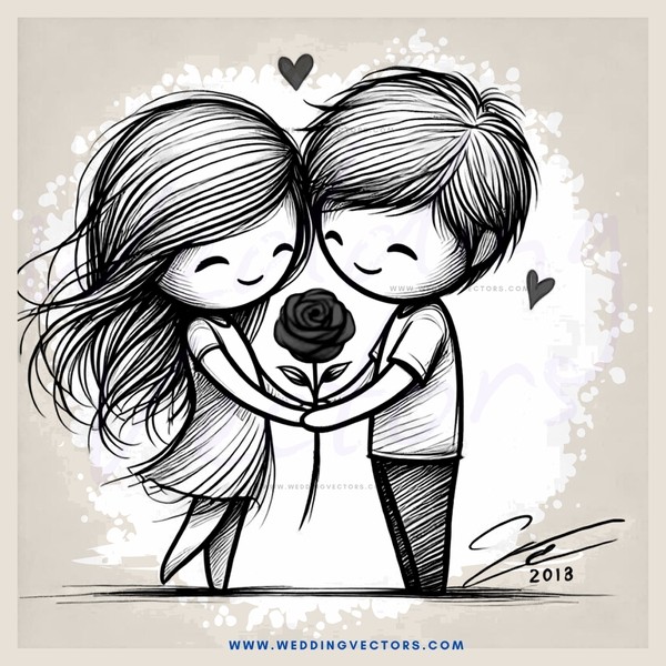 lovers in black and white