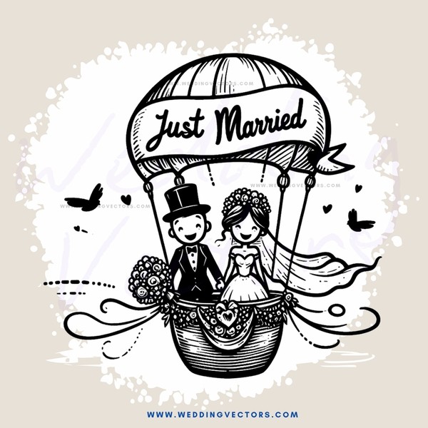 just married hot air balloon