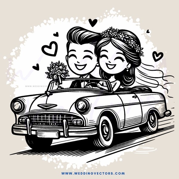 happy couple in a car
