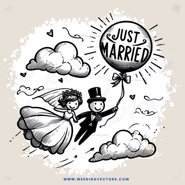 just married cartoon