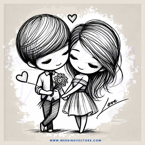 a young couple exchanging flowers