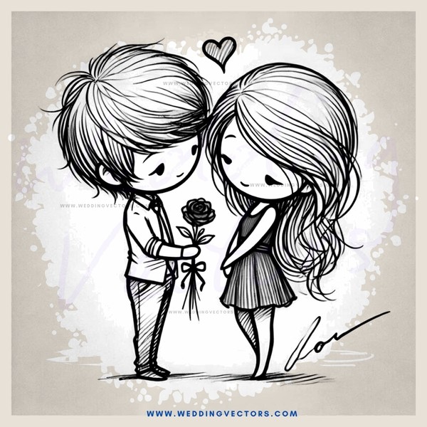 a couple in black and white holding roses