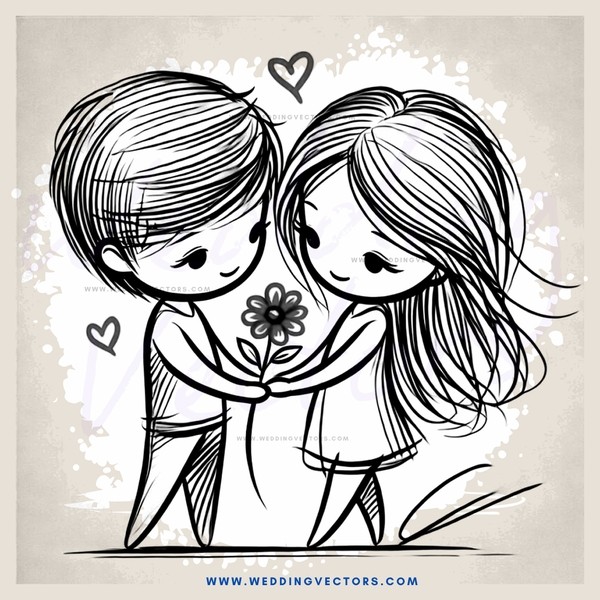 two people holding hands and flowers