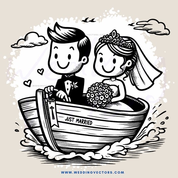 just married couple on boat