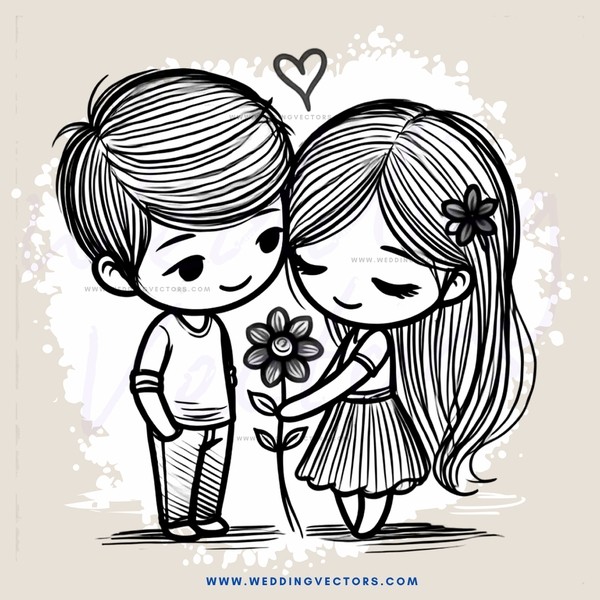boy and girl holding flowers